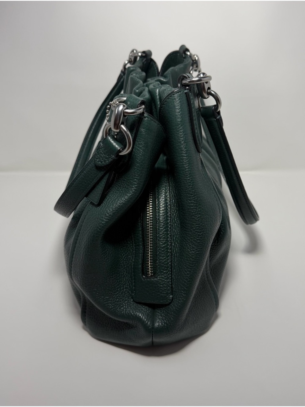COACH C1454 Maya Pebble Leather Shoulder Bag Tote Ivy Green with Silver Hardware - Picture 4 of 15